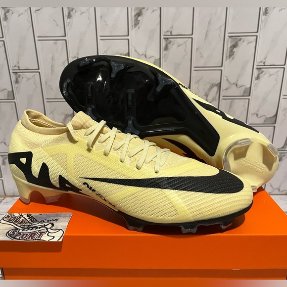 New Nike Zoom Vapor 15 Pro FG Soccer Cleats Black Lemonade Yellow Mens Sizes - Picture 4 of 13